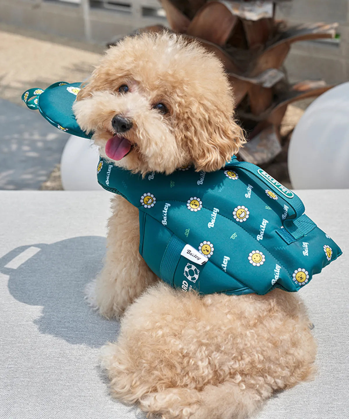韓國新品上架【梨花娘總代理】🐾BAILEY PET🐶夏日高浮力清涼透氣笑臉花朵寵物救生漂浮泳衣(4色)