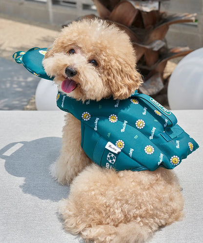 韓國新品上架【梨花娘總代理】🐾BAILEY PET🐶夏日高浮力清涼透氣笑臉花朵寵物救生漂浮泳衣(4色)
