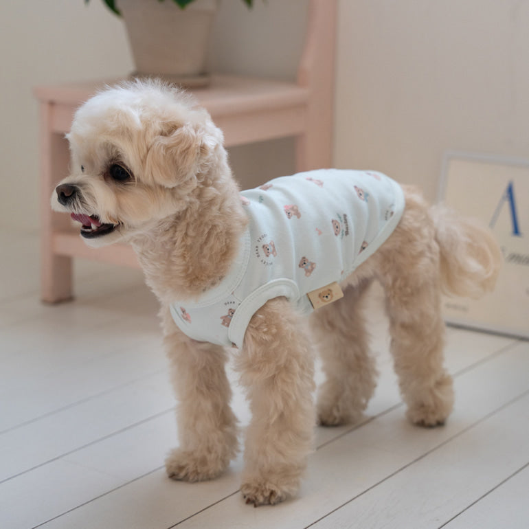 韓國新品上架【梨花娘總代理】🐾BAILEY 🐶新品 萌系滿版小熊棉質舒適涼感防蟲無袖寵物衣(3色)