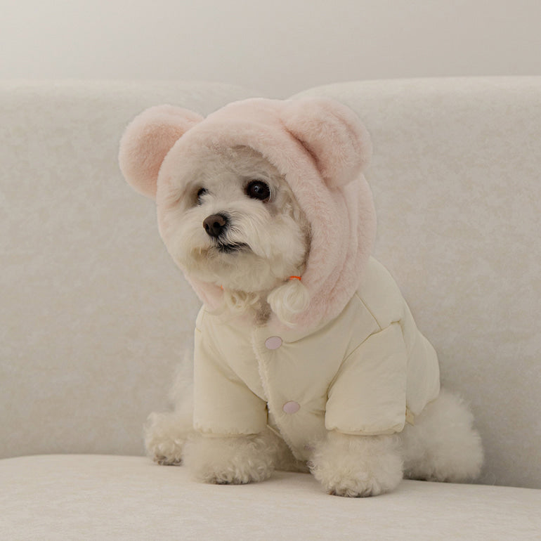 新品上架【梨花娘總代理】🐾BAILEY 🐶秋冬新品 小熊連帽毛球防潑水鋪棉寵物外套(2色) 寵愛禮物