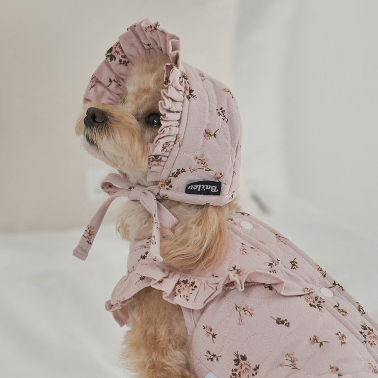 韓國新品上架【梨花娘總代理】🐾BAILEY 🐶秋冬新品 親膚純棉荷葉邊復古小碎花寵物服飾(2色)