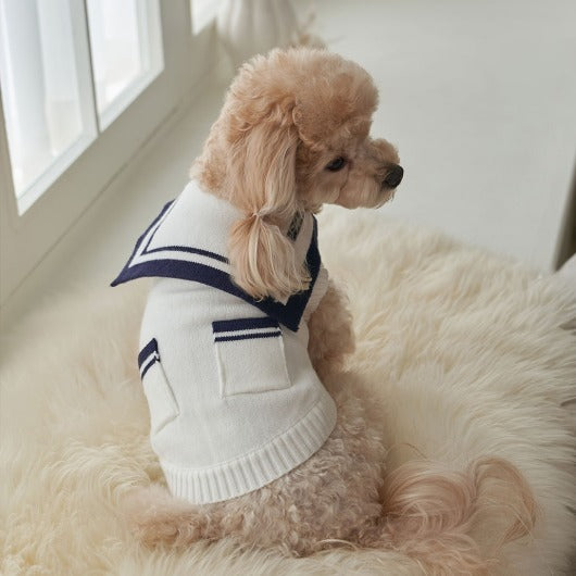 韓國新品上架【梨花娘總代理】🐾BAILEY 🐶秋冬新品 撞色海軍領雙口袋針織毛衣寵物服飾(2色)