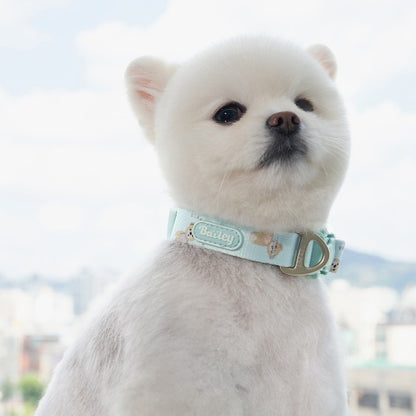 韓國新品上架【梨花娘總代理】🐾BAILEY 🐶秋冬新品 馬卡龍柔軟色系小熊圖案簡易款寵物項圈(3色)