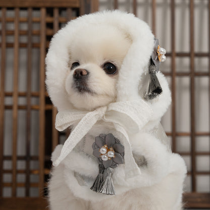 【梨花娘總代理】🐾BAILEY 🐶韓國雪花保暖鋪棉寵物宮廷刺繡棉背心(可另購耳罩(3色))