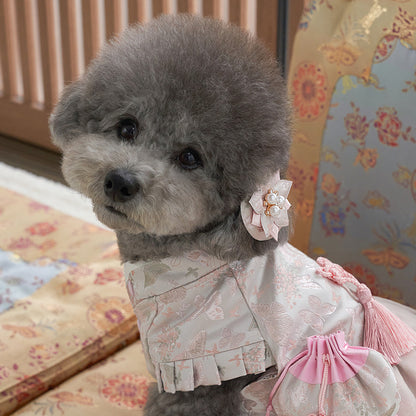 韓國新品上架【梨花娘總代理】🐾BAILEY 🐶甜美韓服公主花漾珍珠寵物髮夾(2色)