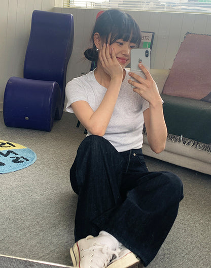 💕韓國暢銷品牌MUAHMUAH 修身短版舒適短袖T恤 (3色)