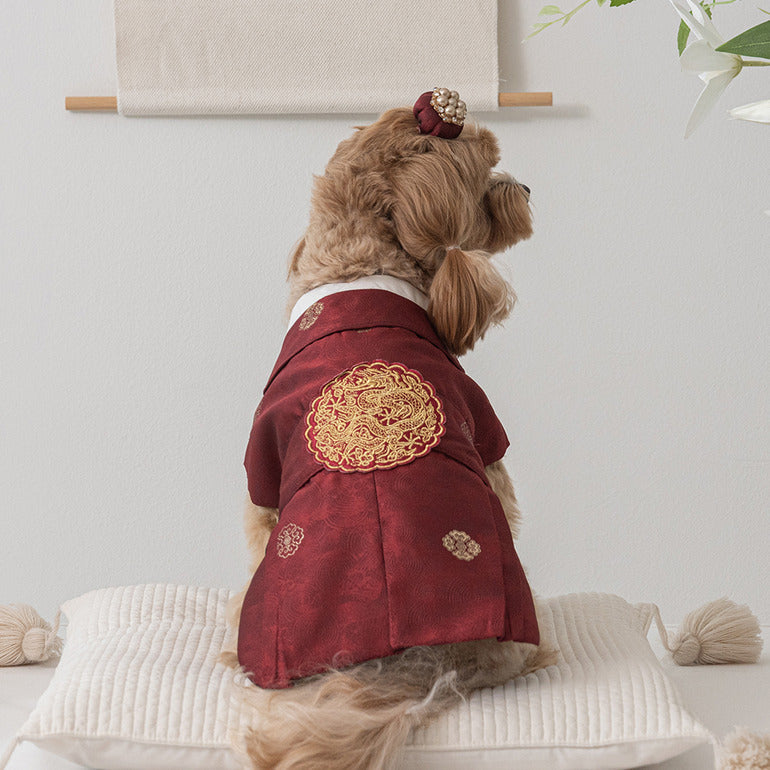 韓國新品上架【梨花娘總代理】🐾BAILEY 🐶秋冬新品 尊貴刺繡皇室龍袍寵物韓服(2色)