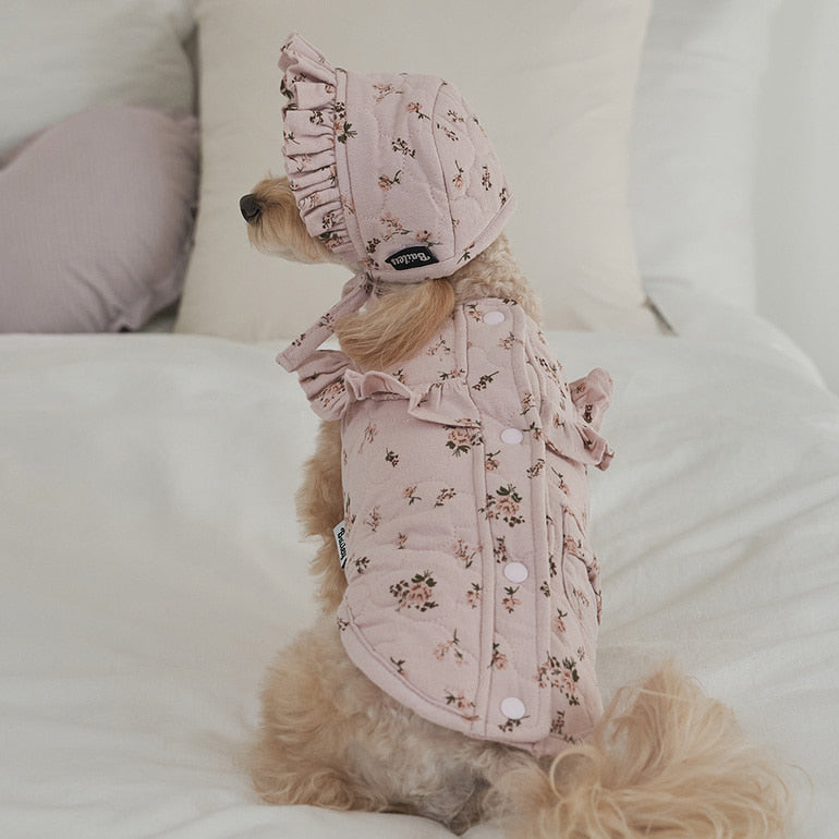 韓國新品上架【梨花娘總代理】🐾BAILEY 🐶秋冬新品 親膚純棉荷葉邊復古小碎花寵物服飾(2色)