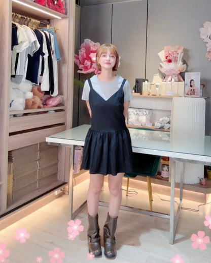 🆕新品上架【梨花娘】正韓百搭背心修身傘擺短洋裝(3色)🤞