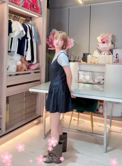 🆕新品上架【梨花娘】正韓百搭背心修身傘擺短洋裝(3色)🤞